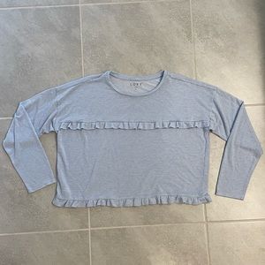 LOFT Baby Blue Striped Long Sleeve Blouse Tee
